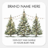 Modern Christmas Trees with Light Candle Labels Quadratischer Aufkleber (Vorderseite)