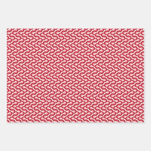 Modern Christmas Wavy Geometric Stripe in Bold Red Geschenkpapier Set (Vorderseite 2)