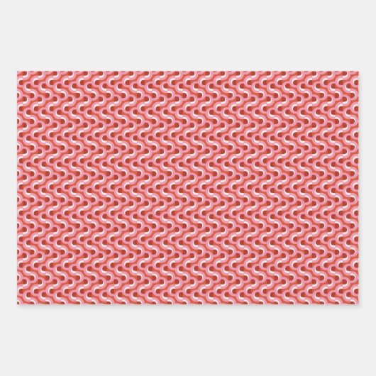 Modern Christmas Wavy Geometric Stripe in Bold Red Geschenkpapier Set (Vorderseite)