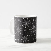 Modern Christmas White Snowflake & Black night sky Kaffeetasse (Vorderseite Links)