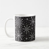 Modern Christmas White Snowflake & Black night sky Kaffeetasse (Links)