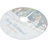 Modern Christmas Winter Wonderland Polyester Weihnachtsbaumdecke (Schrägansicht)