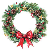 Modern Christmas wreath bag elegant gold accents Mittlere Geschenktüte