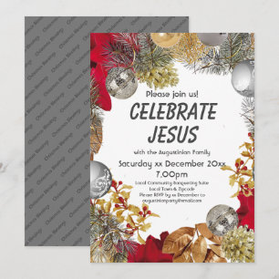 Modern Christmas Wreath CELEBRATE JESUS Party Einladung