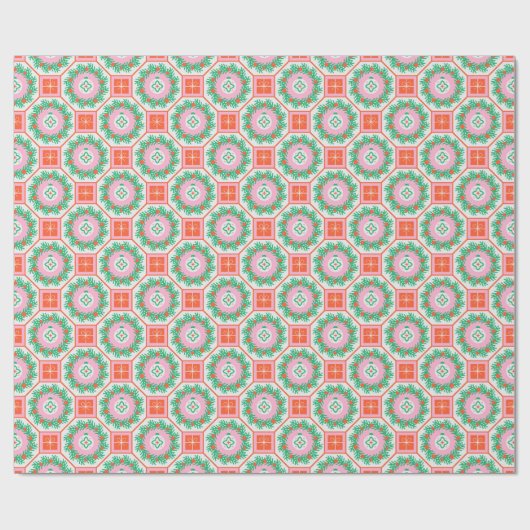 Modern Christmas Wreath Gift Geometric Pattern Geschenkpapier (Flach)