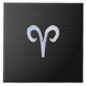 Modern Chrome like Aries Zodiac Sign Fliese (Vorderseite)