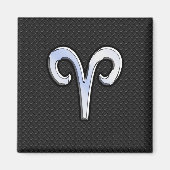 Modern Chrome like Aries Zodiac Sign Magnet (Vorne)