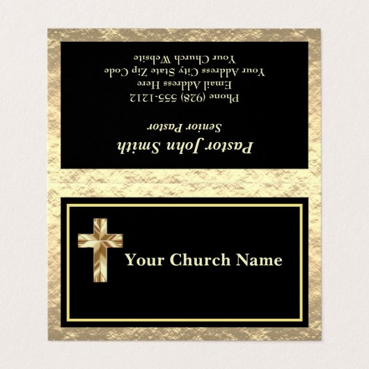 Modern Church Gold And Black KJV Networking Card Visitenkarten (Außenseite Aufgefaltet)