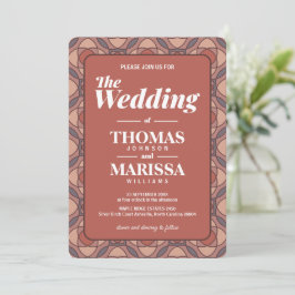 Modern Cinnamon and Marsala Art Deco Wedding QR Einladung