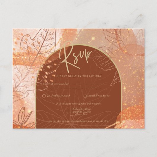 Modern Cinnamon Terracotta im Hochzeit im Herbst H Postkarte (Vorderseite)