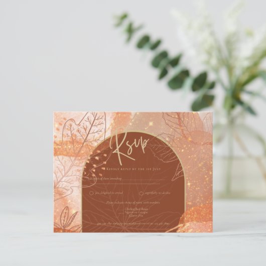 Modern Cinnamon Terracotta im Hochzeit im Herbst H Postkarte (Stehend Vorderseite)