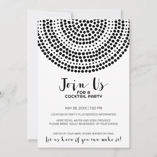 Modern Circle Dot Pattern - Boho Cocktail Party Einladung (Vorderseite)