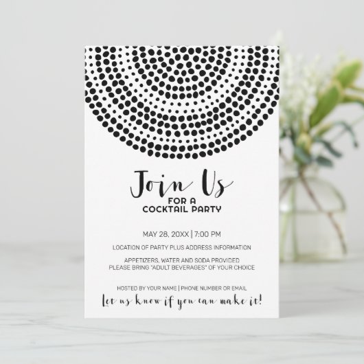 Modern Circle Dot Pattern - Boho Cocktail Party Einladung (Stehend Vorderseite)