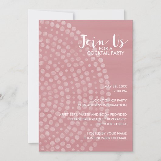 Modern Circle Dot Pattern - Mauve Cocktail Party Einladung (Vorderseite)