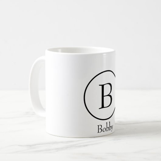 Modern Circle Initial Monogram Coffee Mug Kaffeetasse (Vorderseite Links)