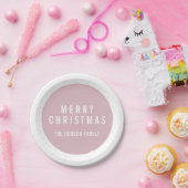 Modern Circle Pastel Pink Frohe Weihnachten Pappteller (Party)