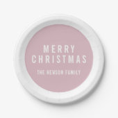 Modern Circle Pastel Pink Frohe Weihnachten Pappteller (Vorderseite)