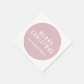 Modern Circle Pastel Pink Frohe Weihnachten Serviette (Ecke)
