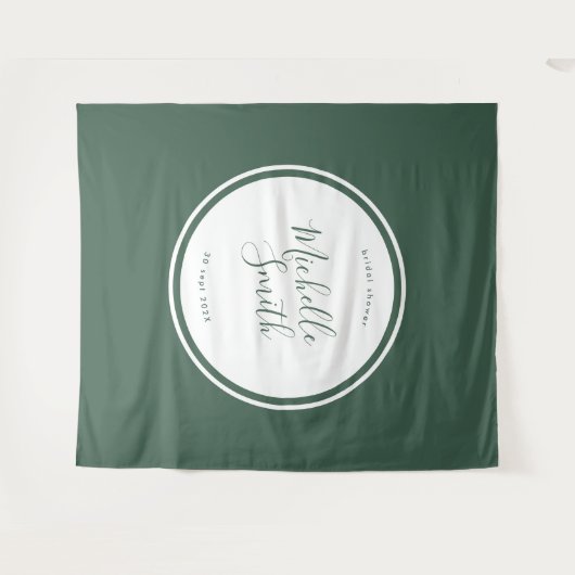 Modern Circle Schlicht Emerald Boho Green Dusche Wandteppich (Vorderseite (Horizontal))