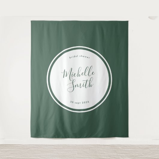 Modern Circle Schlicht Emerald Boho Green Dusche Wandteppich (Vorderseite)