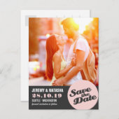 Modern Circle Spotlight Cutout Save the Date Foto Ankündigungspostkarte (Vorne/Hinten)