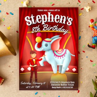 Modern Circus Birthday Einladung