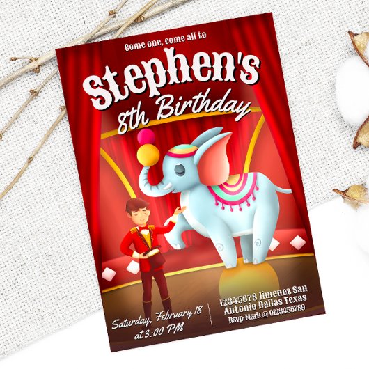 Modern Circus Birthday Einladung