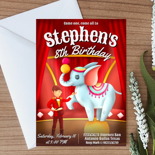 Modern Circus Birthday Einladung