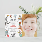 Modern Circus Karneval Foto Geburtstag Einladung (Stehend Vorderseite)