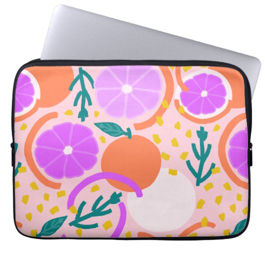 Modern Citrus Fruit Geometric Pink Lemonade Laptopschutzhülle (Vorderseite)