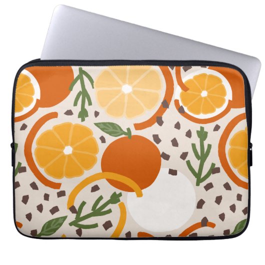 Modern Citrus Fruit Geometric Warm Retro Laptopschutzhülle (Vorderseite)