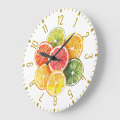 Modern Citrus Fruit Slices Round Clock Große Wanduhr (Winkel)