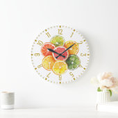 Modern Citrus Fruit Slices Round Clock Große Wanduhr (Zuhause)