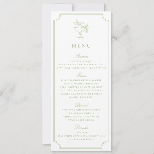 Modern Citrus Green Double Frame Wedding Menu Einladung (Vorderseite)