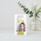 Modern Citrus Green Hair Stylist QR code Logo Visitenkarte (Stehend Vorderseite)