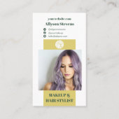 Modern Citrus Green Hair Stylist QR code Logo Visitenkarte (Vorderseite)