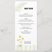 Modern Citrus Green Wildflower Stripe Wedding Menu Menükarte (Vorderseite)