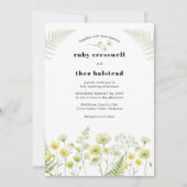 Modern Citrus Wildflower Stripe Photo Wedding Einladung (Vorderseite)