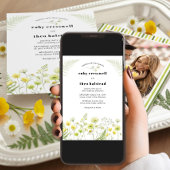 Modern Citrus Wildflower Stripe Photo Wedding Einladung