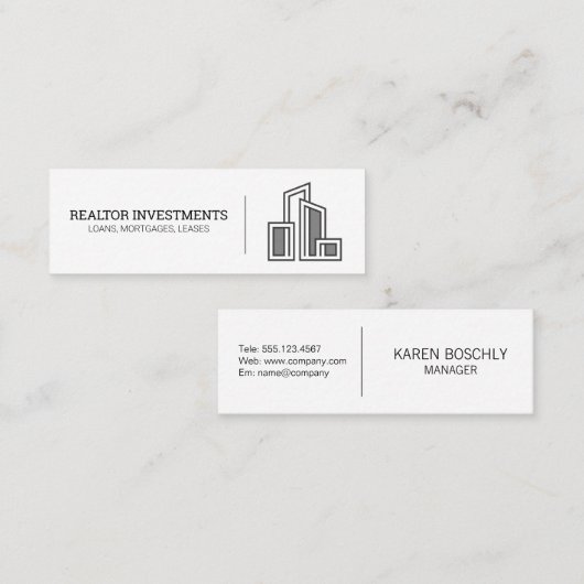 Modern City Gebäude Logo | Realtor Investor Mini Visitenkarte (Vorne/Hinten)
