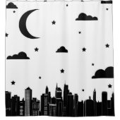 Modern City Skyline & Starry Sky Duschvorhang (Vorderseite)