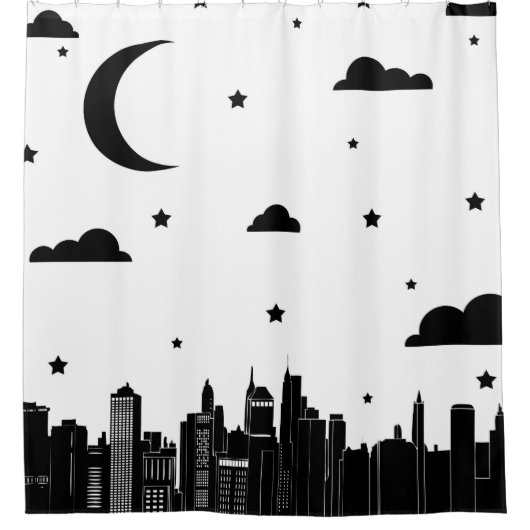 Modern City Skyline & Starry Sky Duschvorhang (Vorderseite)