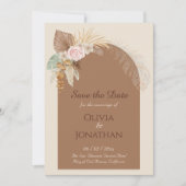 Modern Class Boho Rustikale Beige Brown Save the D Einladung (Vorderseite)
