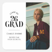 Modern Class of 2026 Graduation Square Sticker (Vorderseite)