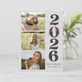 Modern Class of 2026 Photo Graduation Party Einladung (Stehend Vorderseite)