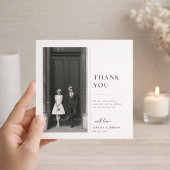 Modern Classic Black and White Wedding Photo Dankeskarte