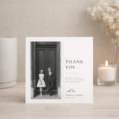 Modern Classic Black and White Wedding Photo Dankeskarte