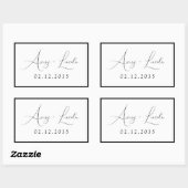 Modern Classic Black & White Border Script Wedding Rechteckiger Aufkleber (Blatt)