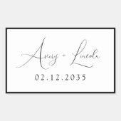 Modern Classic Black & White Border Script Wedding Rechteckiger Aufkleber (Vorderseite)