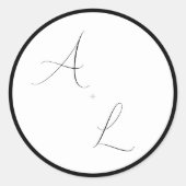 Modern Classic Black & White Border Script Wedding Runder Aufkleber (Vorderseite)